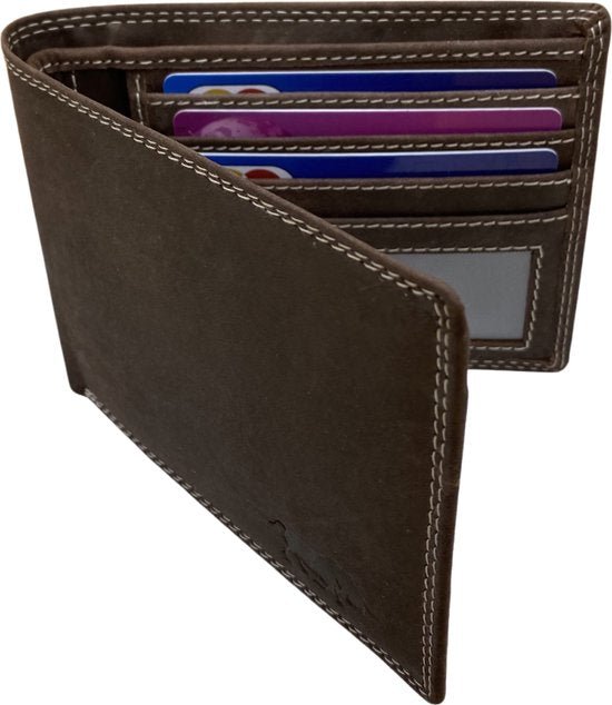 Arrigo Heren Billfold Portemonnee Plat Model van Cognackleurig Buffelleer - Arrigo.nl
