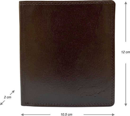 Arrigo Heren Billfold Portemonnee met Muntgeldvak in Donkerbruin Leer - Arrigo.nl