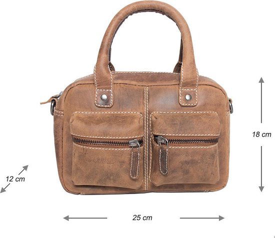 Arrigo dames klein schoudertasje mini westernbag buffelleer cognac - Arrigo.nl