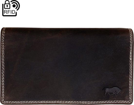 Arrigo damesportemonnee van donkerbruin buffelleer met RFID-bescherming - Arrigo.nl