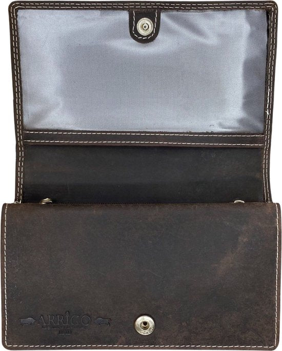 Arrigo damesportemonnee van donkerbruin buffelleer met RFID-bescherming - Arrigo.nl