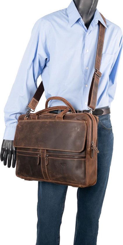 Arrigo laptoptas 17 inch donkerbruin - Arrigo.nl