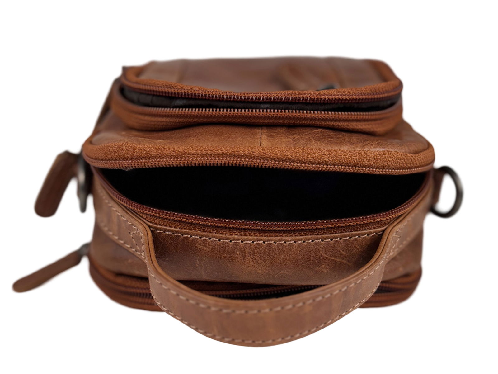 Cognac Leren Schoudertasje - Arrigo.nl