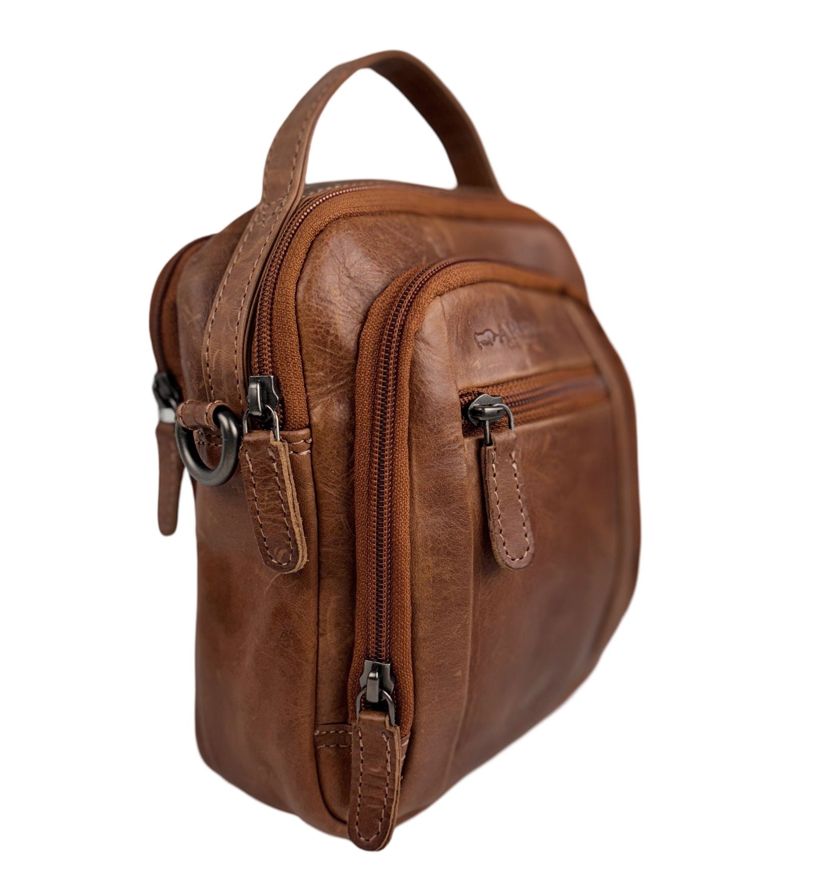 Cognac Leren Schoudertasje - Arrigo.nl