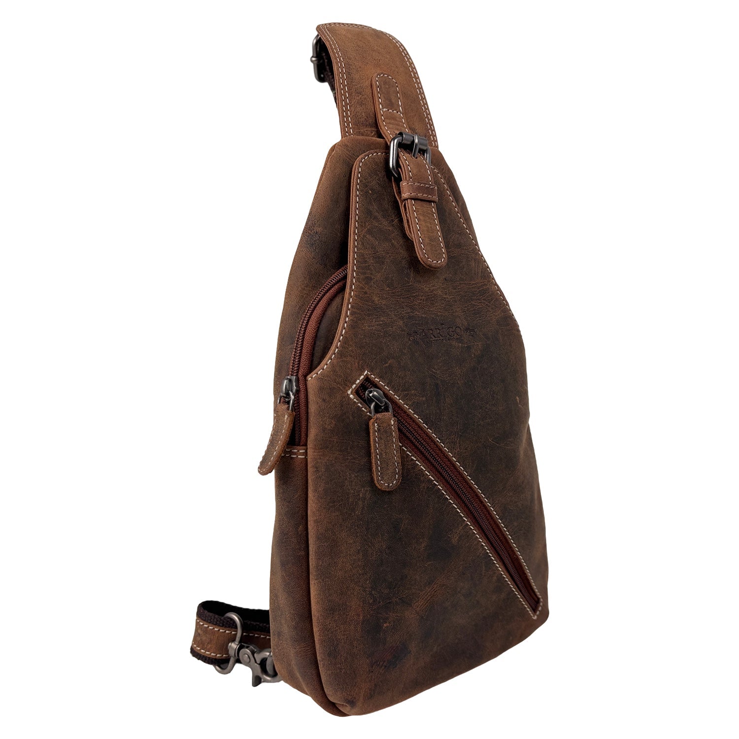 Cognackleurige Buffelleer Slingbag - Arrigo.nl