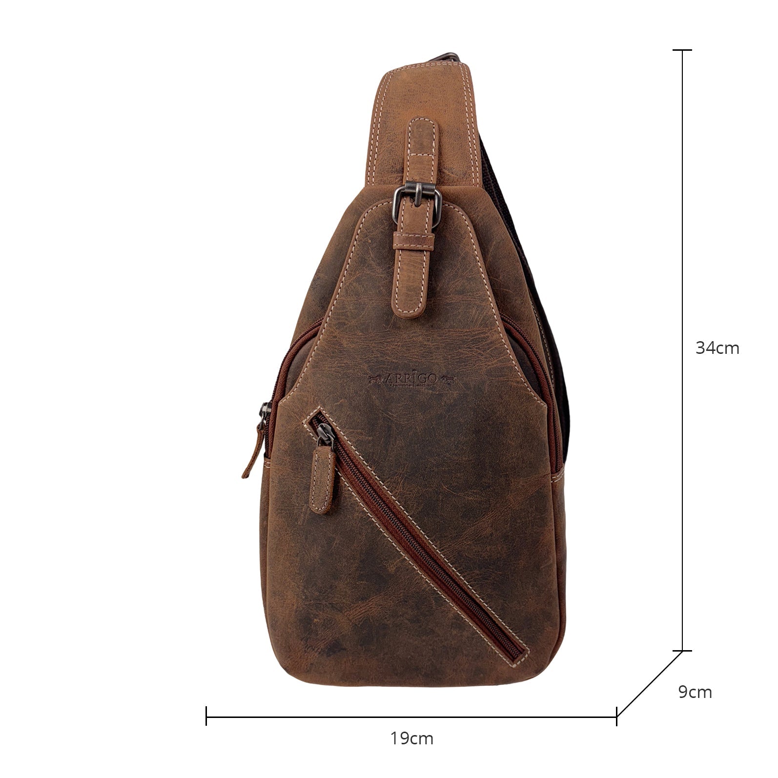 Cognackleurige Buffelleer Slingbag - Arrigo.nl