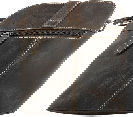 Dames Schoudertas - Donkerbruin Buffelleer Crossbody Tas met Vintage Look Sluiting - Arrigo.nl
