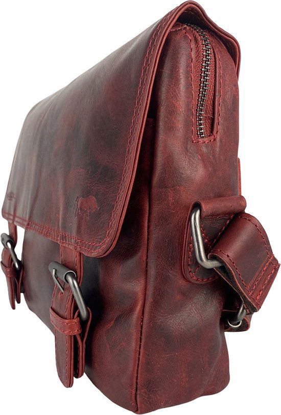 Dames Schoudertas - Rood Leren Messenger Bag / Crossbody Tas - Arrigo.nl