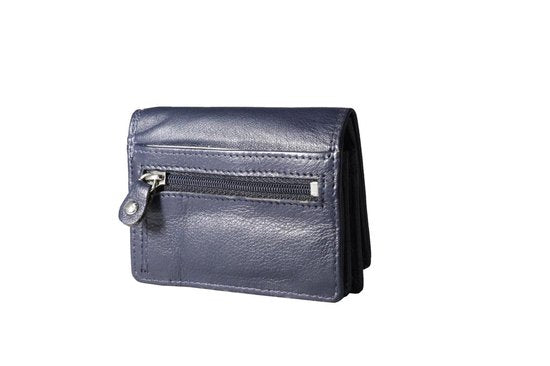 Dames portemonnee mini donkerblauw leer dames portemonnee donkerblauw extra klein - Arrigo.nl