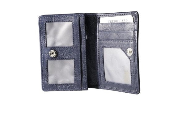 Dames portemonnee mini donkerblauw leer dames portemonnee donkerblauw extra klein - Arrigo.nl