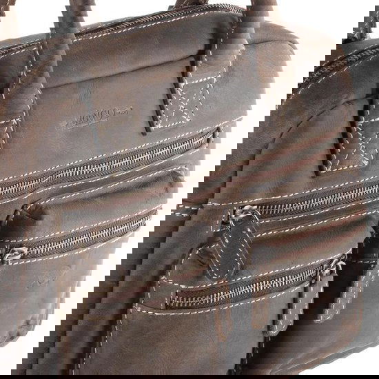 Dames tas buffelleer donkerbruin met een schouderriem en handvatten medium - Arrigo Leather Goods