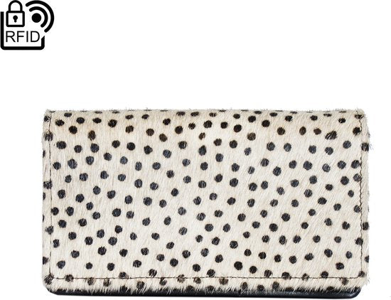 Damesportemonnee van donkerbruin echt leer met dierenprint - Arrigo.nl