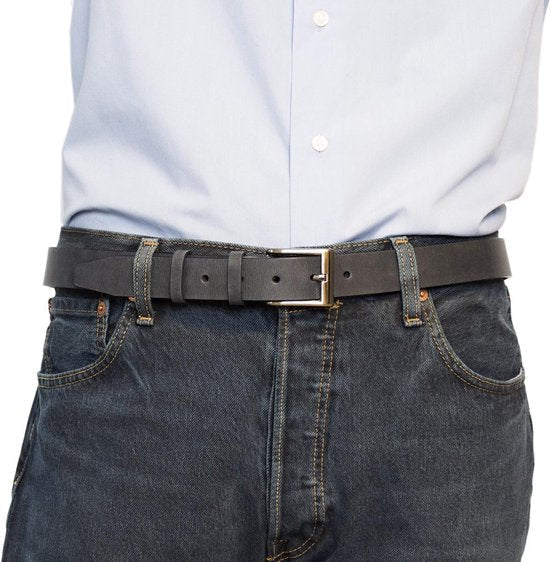 Donkerblauwe Leren Riem 3 cm Breed Dames - Timberland Look - Arrigo.nl