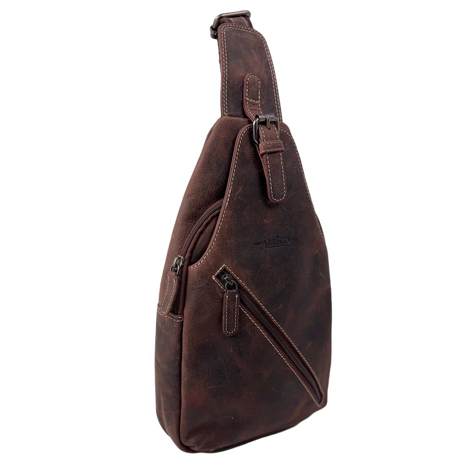 Donkerbruine Leren Slingbag - Arrigo.nl