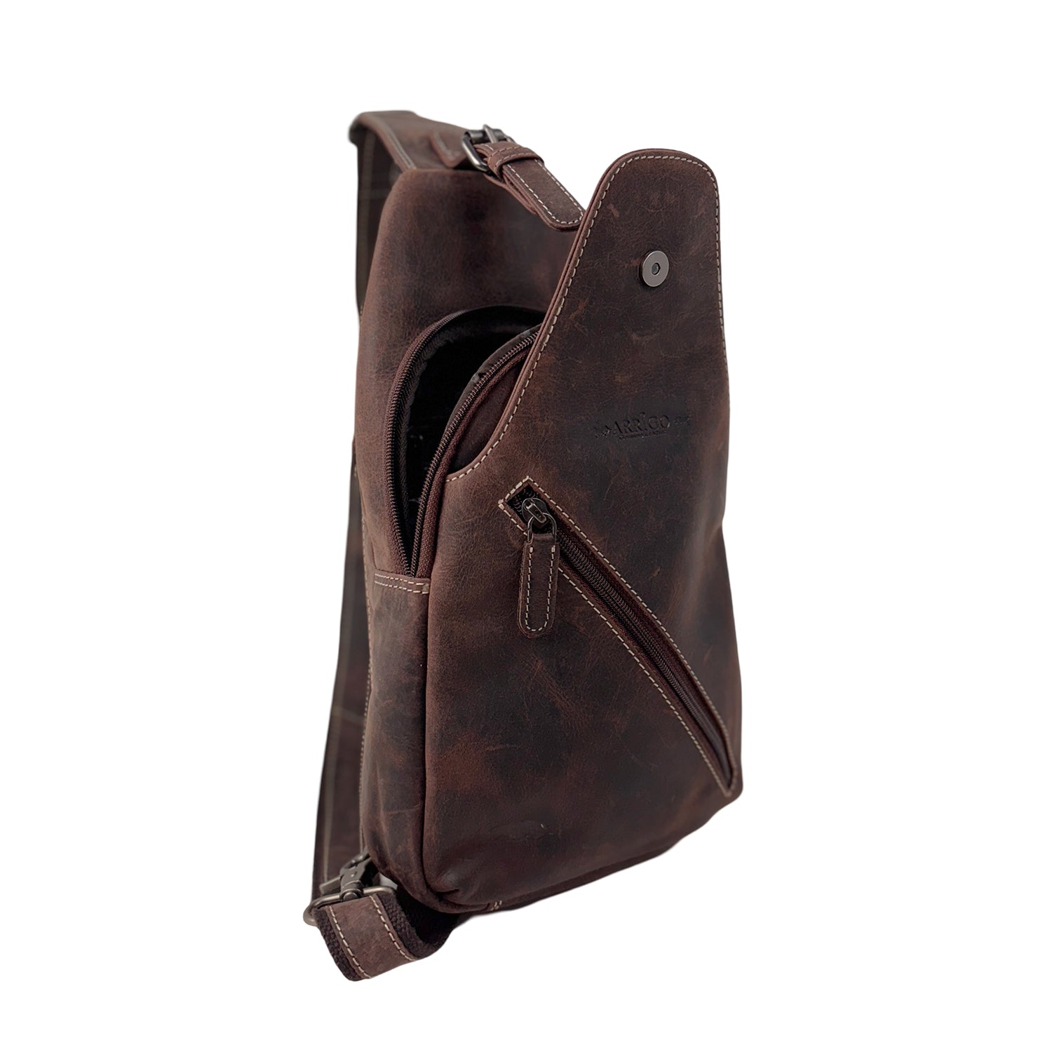 Donkerbruine Leren Slingbag - Arrigo.nl