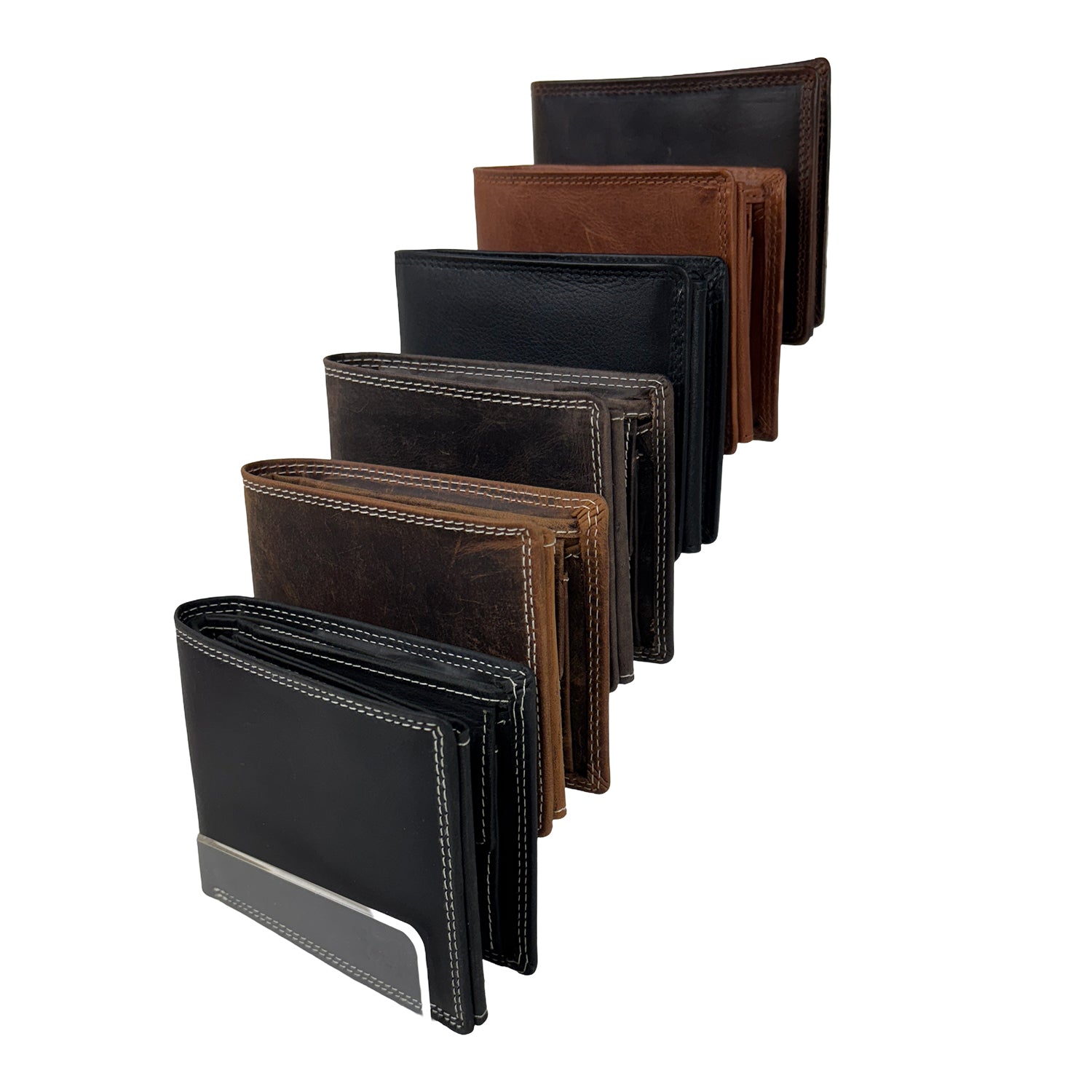 Cognac herenportemonnee van buffelleer