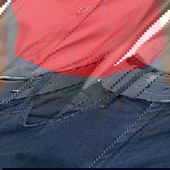 Grijze Leren Riem 3 cm breed met kroko print - Arrigo.nl