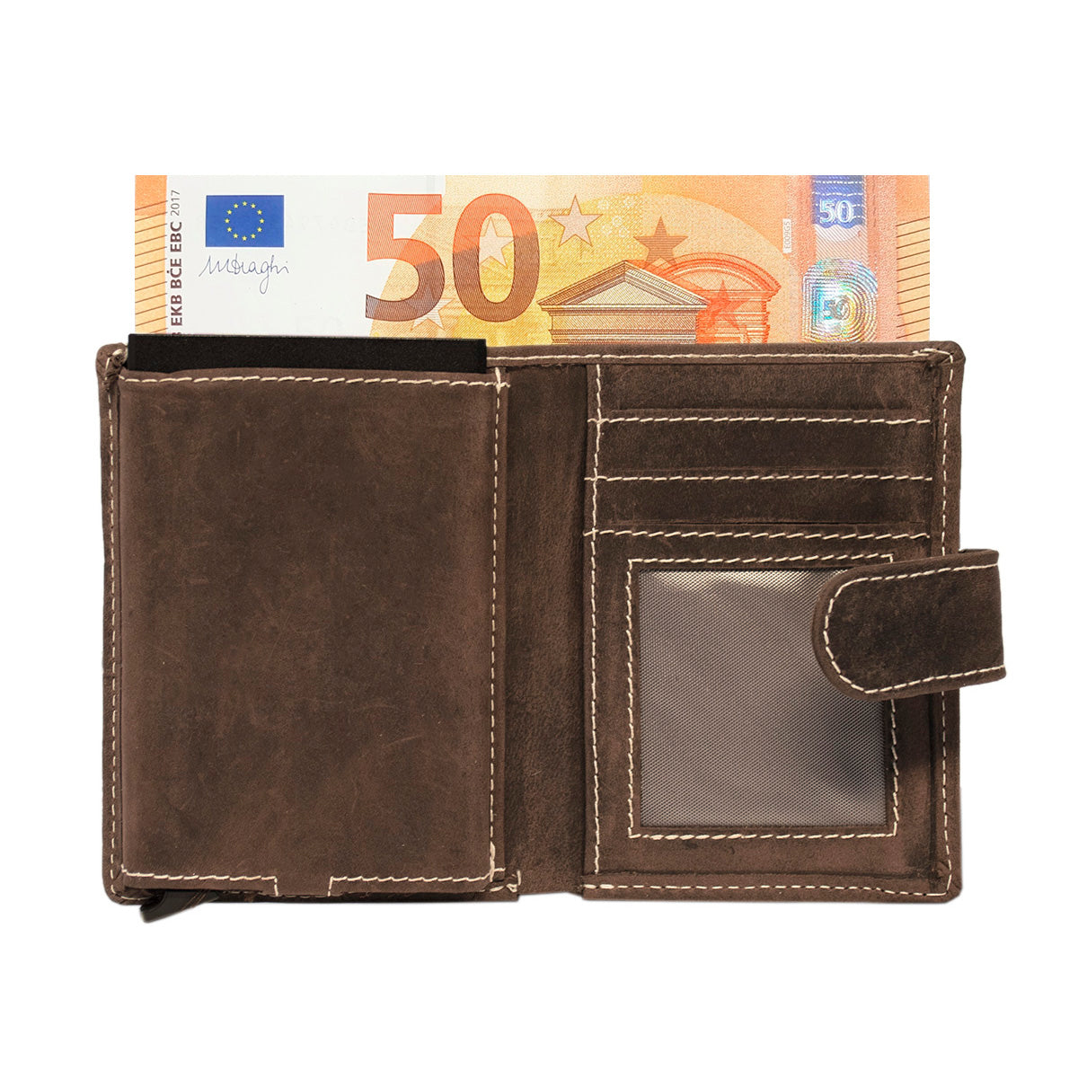 Cognac Mini Wallet RFID – Leren Portemonnee van Buffelleer