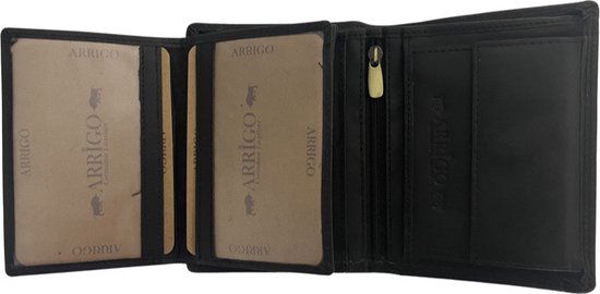 Heren portemonnee zwart echt leer rfid anti skim - Arrigo.nl