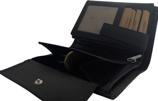 Heren portemonnee zwart echt leer rfid anti skim - Arrigo.nl