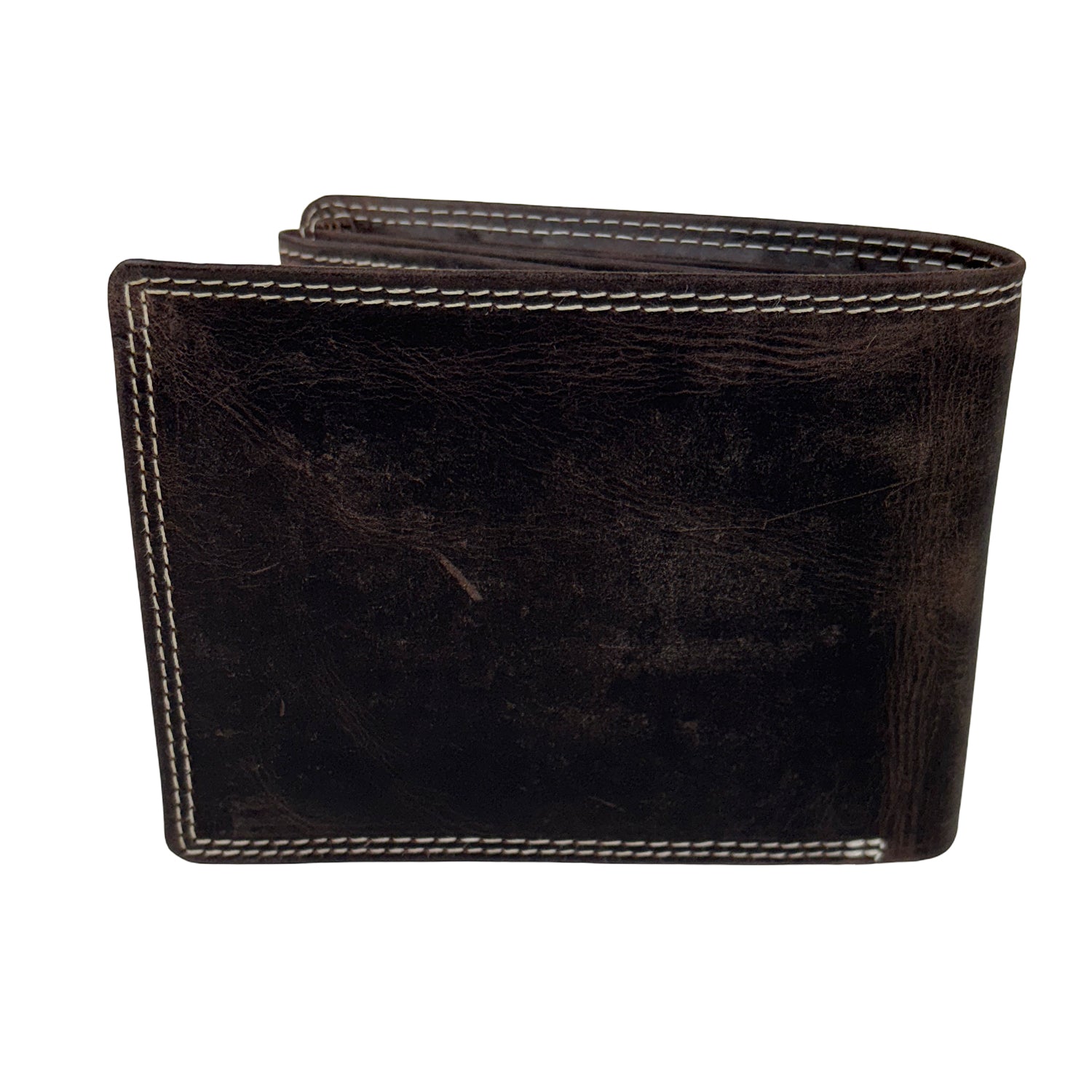 Donkerbruine herenportemonnee van buffelleer