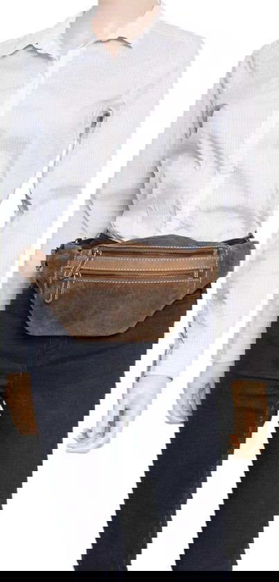 Heuptas heuptasje fanny pack buideltasje festival tasje buffelleer cognac - Arrigo.nl