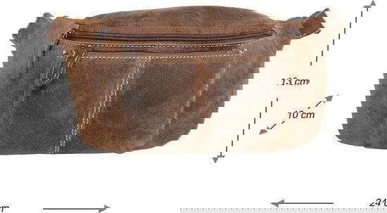 Heuptasje dames of heuptasje heren cognac kleurig leer fanny pack - Arrigo.nl