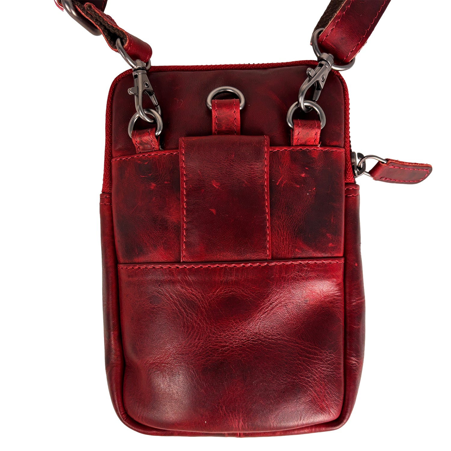 Telefoontasje/crossbody tas rood rundleer