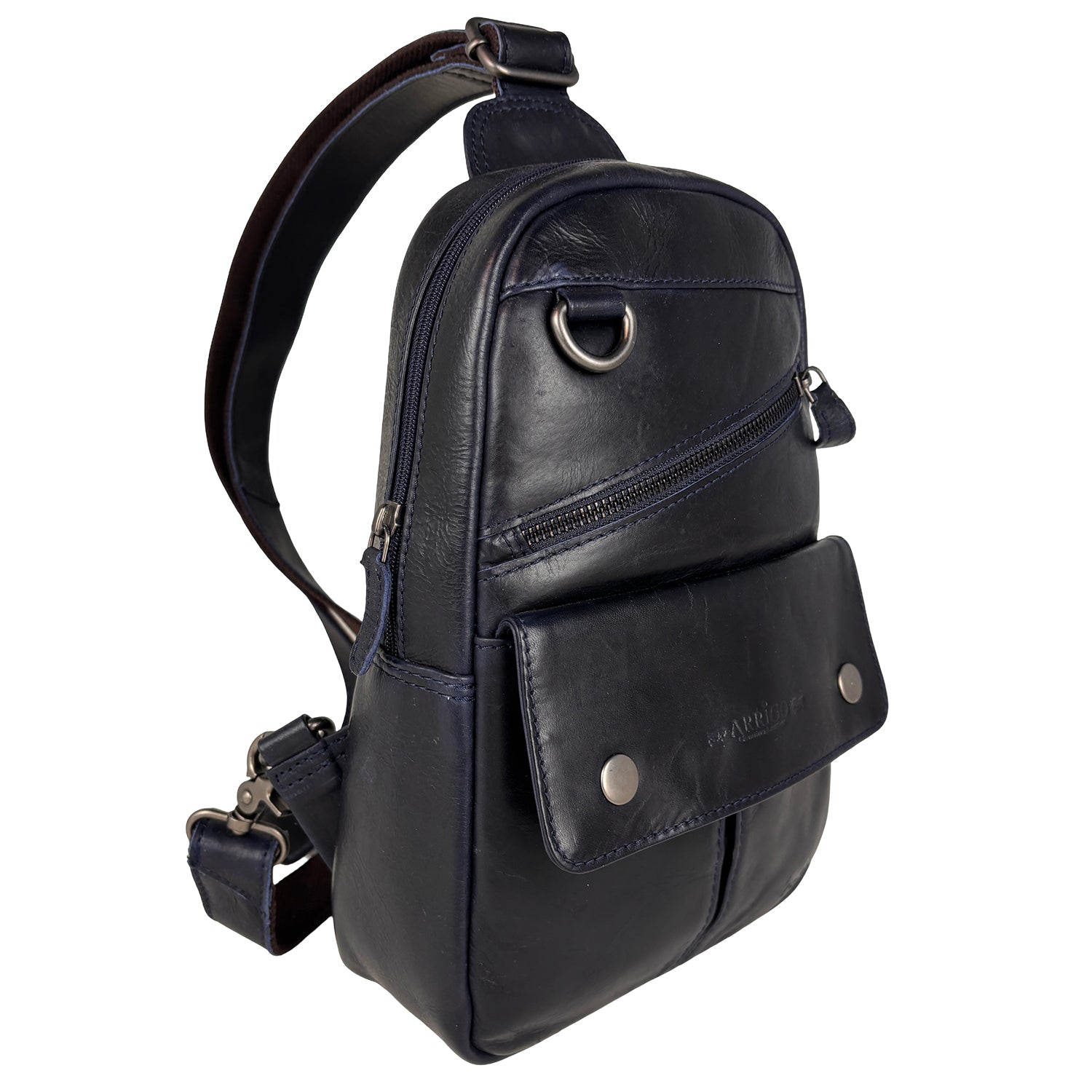 Crossbody bag made of hip dark brown buffalo leather with an adjustable shoulder strap