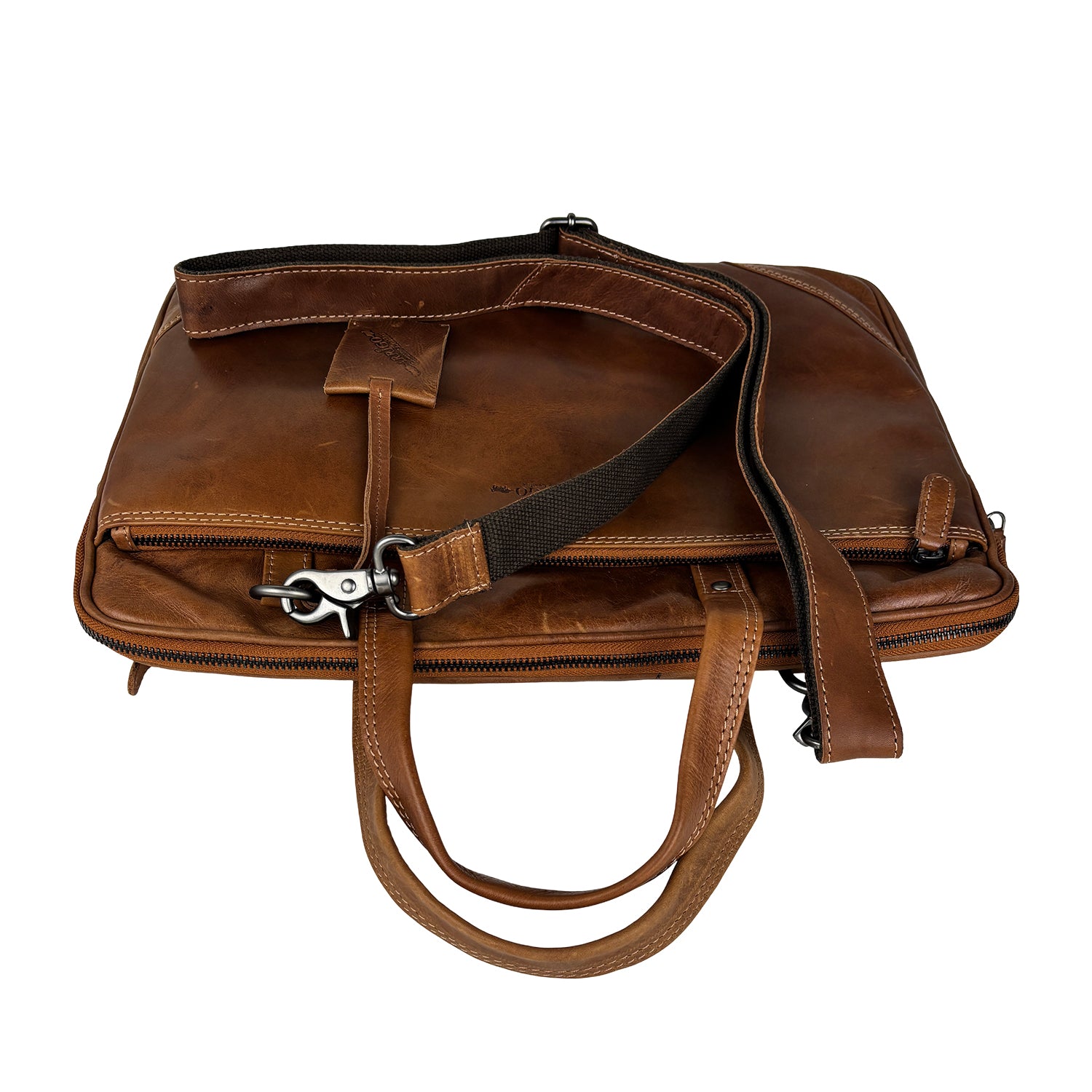 Cognac leren laptoptas 15 inch