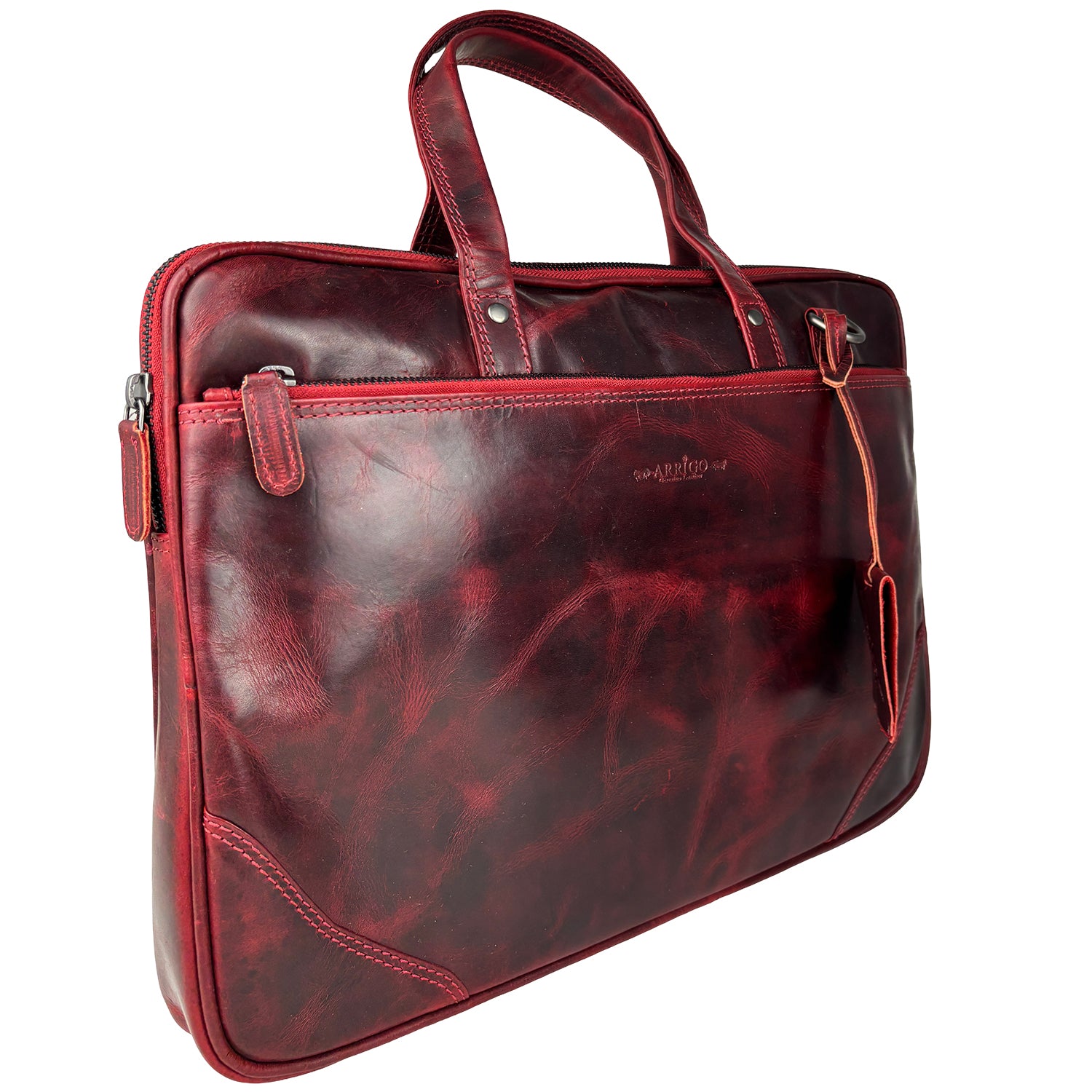 Rode leren laptoptas 15 inch
