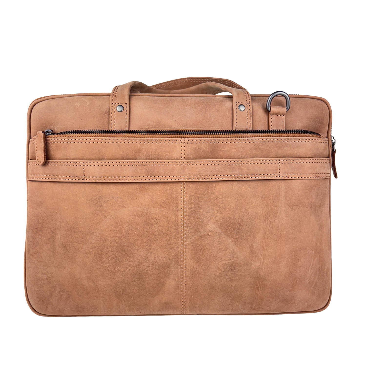 Taupe leren laptoptas 15 inch