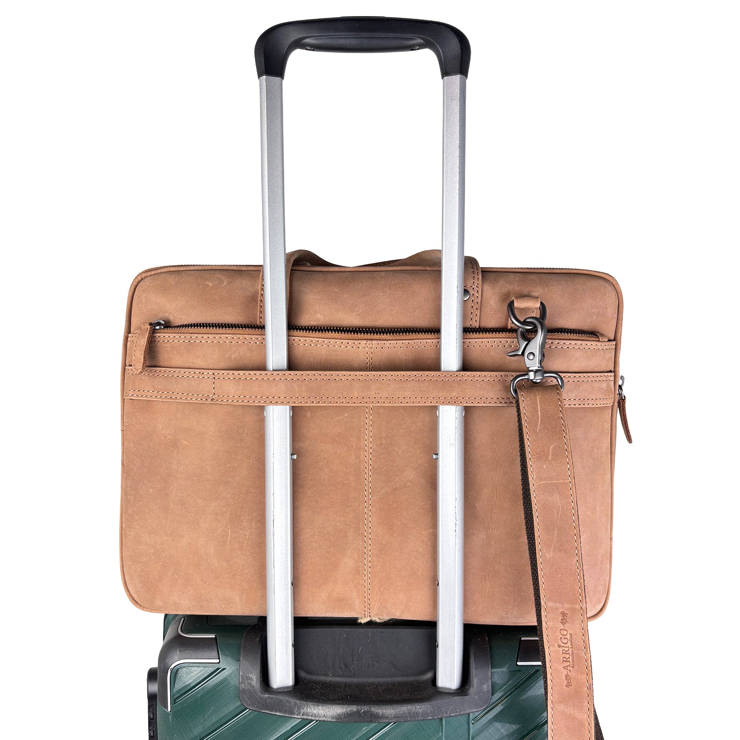 Taupe leren laptoptas 15 inch