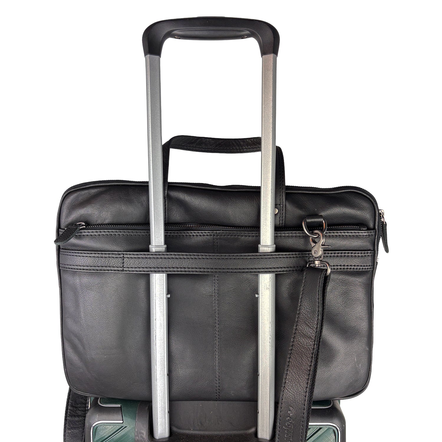 Zwarte leren laptoptas 15 inch