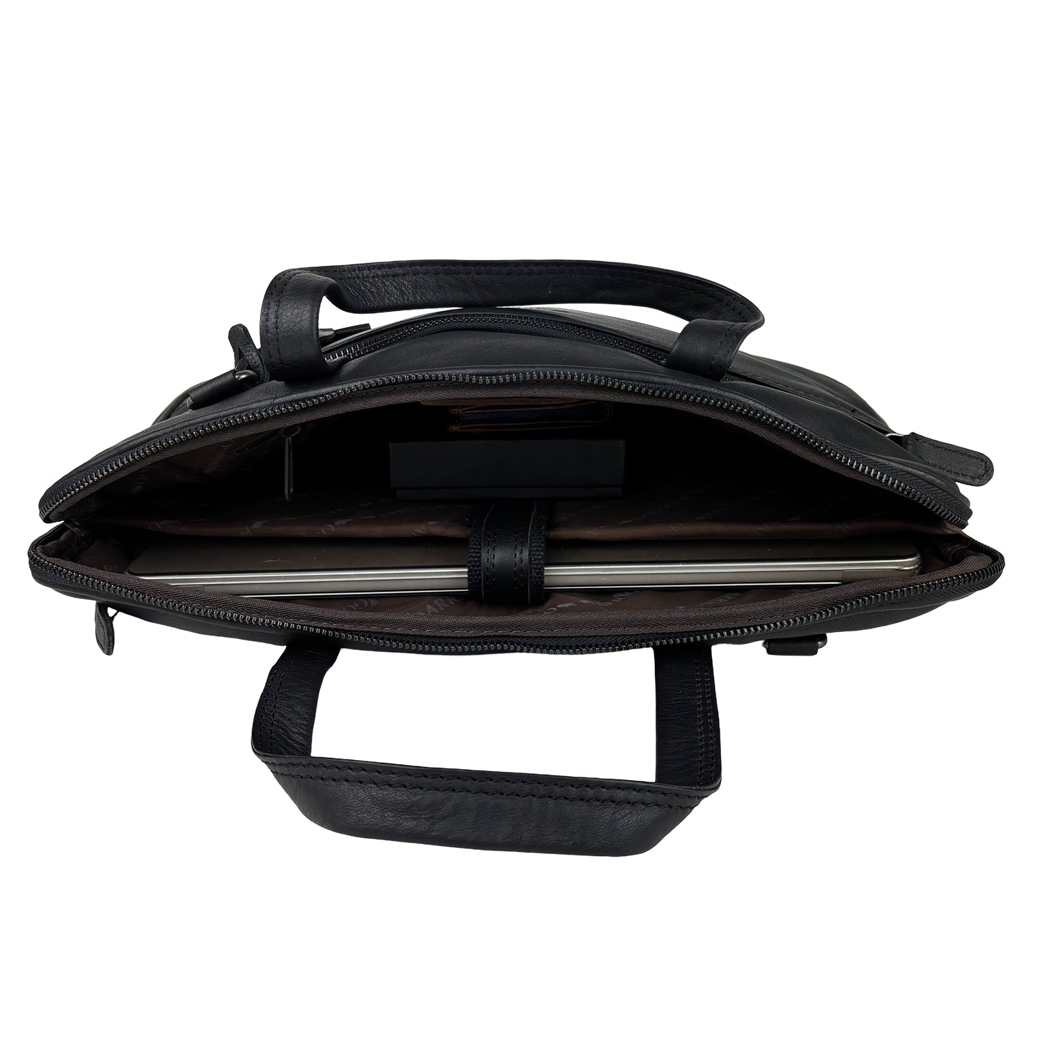 Zwarte leren laptoptas 15 inch