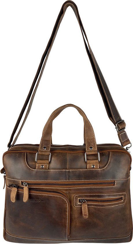 Laptoptas messenger bag 15 6 inch buffelleer leer cognac - Arrigo.nl