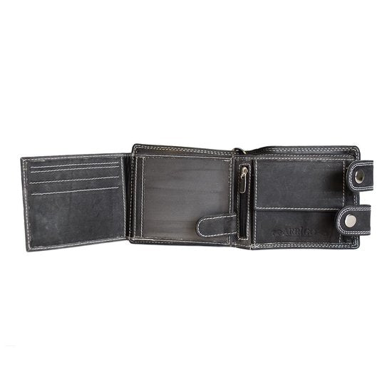 Leren dames portemonnee met ketting zwart leren heren portemonnee met - Arrigo.nl