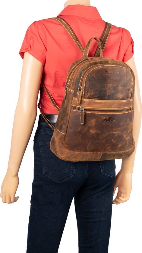 Rugzak van naturel cognac buffelleer - Arrigo Leather Goods