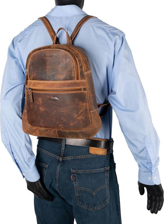 Rugzak van naturel cognac buffelleer - Arrigo Leather Goods