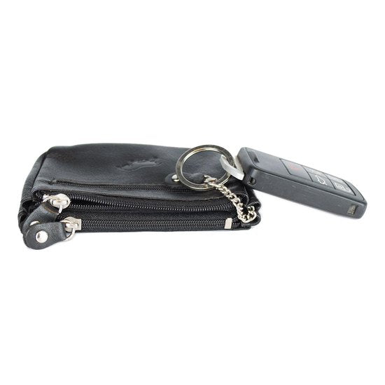 Rundleer Sleuteletui - Zwart met 2 Sleutelringen - Arrigo.nl