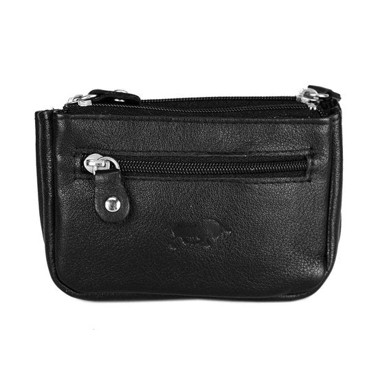 Rundleer Sleuteletui - Zwart met 2 Sleutelringen - Arrigo.nl