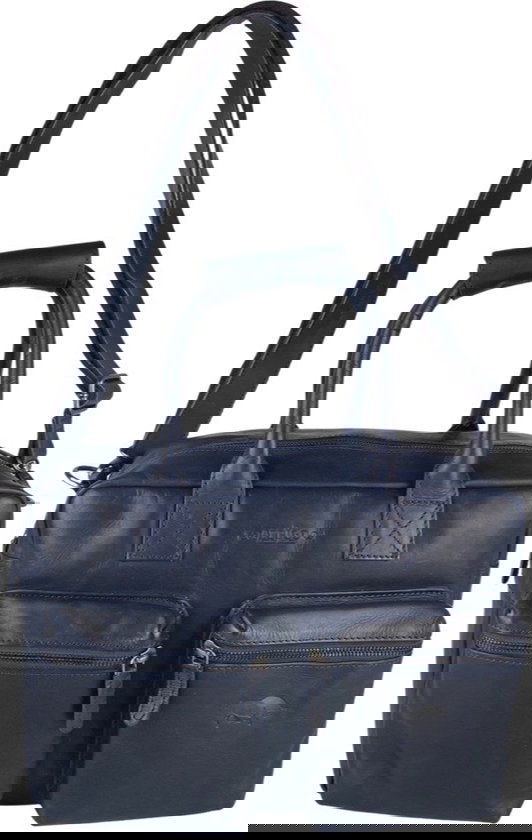 Schoudertas donkerblauw laptoptas cowboybag grote tas werktas schooltas handtas leer - Arrigo.nl