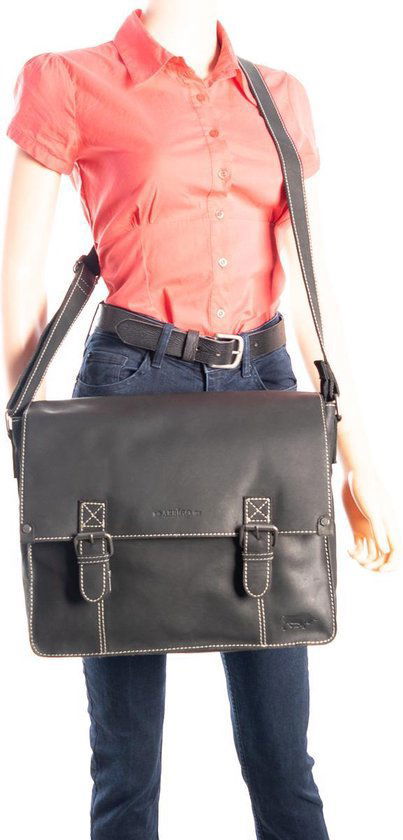 Schoudertas heren schoudertas dames leren messenger bag matzwart leer postman - Arrigo.nl