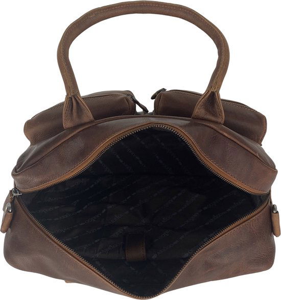 Schoudertas lichtbruin laptop tas cowboy bag grote tas werktas schooltas - Arrigo.nl