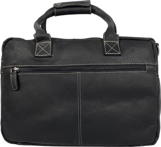 Schoudertas zwart crossbody tas dames cowboybag laptoptas 13 inch leer - Arrigo.nl