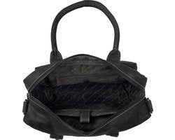 Schoudertas zwart crossbody tas dames cowboybag laptoptas 13 inch leer - Arrigo.nl