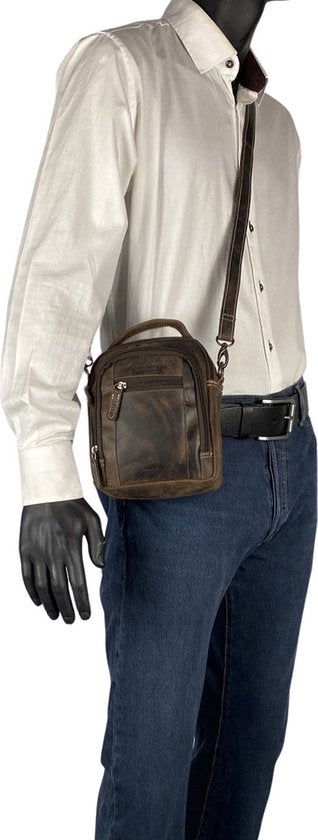 Schoudertassen - Donkerbruin Buffelleer voor Vrouwen en Heren Heuptasje - Arrigo.nl