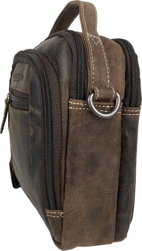 Schoudertassen - Donkerbruin Buffelleer voor Vrouwen en Heren Heuptasje - Arrigo.nl