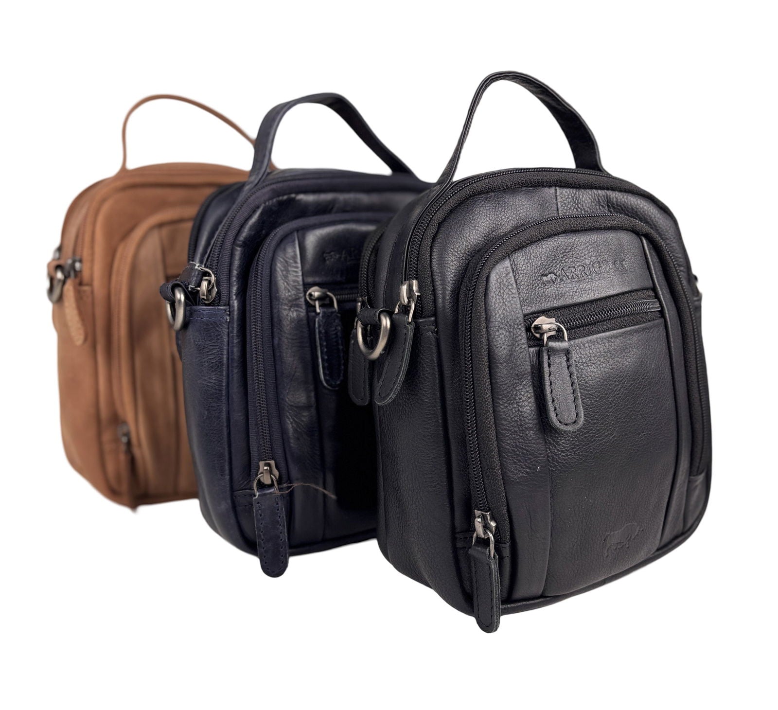 Taupe Leren Schoudertasje - Arrigo.nl