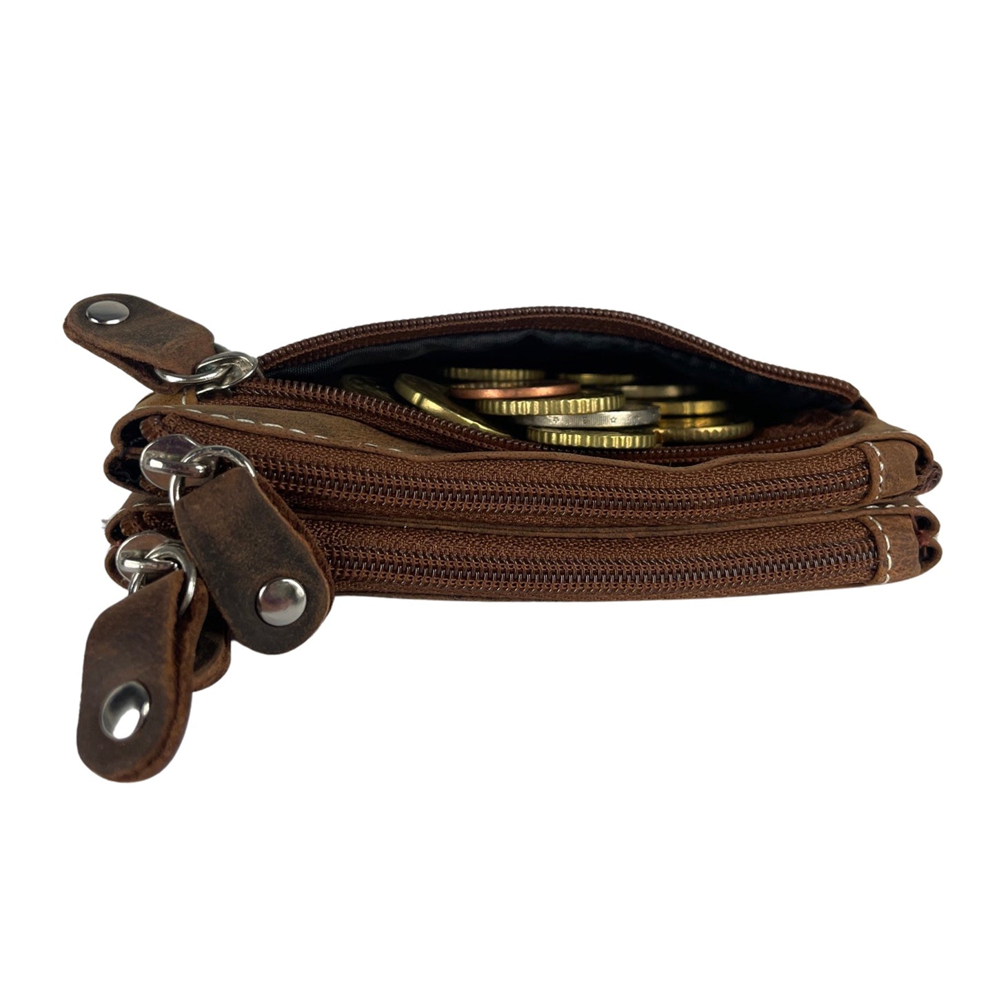 Vintage cognackleurige leren sleuteletui - Arrigo.nl